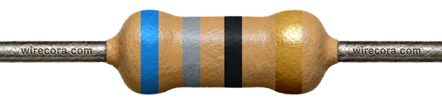 68 ohm resistor: blue, gray, black and gold bands