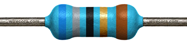 68 ohm resistor: blue, gray, black, gold and brown bands