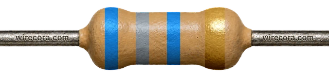 68 megohm resistor: blue, gray, blue and gold bands