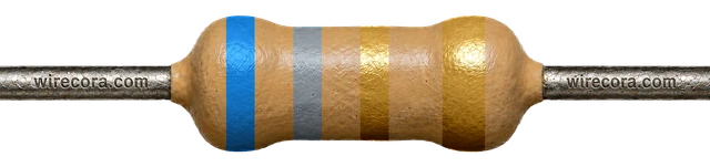 6.8 ohm resistor: blue, gray, gold and gold bands