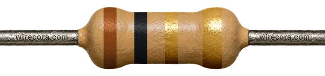 1 ohm resistor: brown, black, gold and gold bands