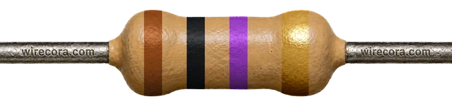 100 megohm resistor: brown, black, violet and gold bands