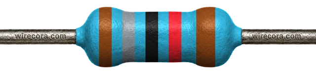 18 kilohm resistor: brown, gray, black, red and brown bands
