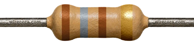 180 ohm resistor: brown, gray, brown and gold bands