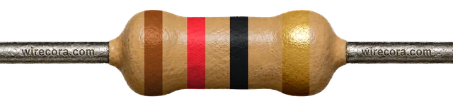 12 ohm resistor: brown, red, black and gold bands