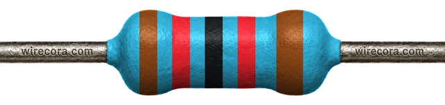 12 kilohm resistor: brown, red, black, red and brown bands