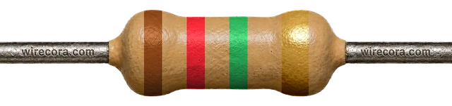 1.2 megohm resistor: brown, red, green and gold bands