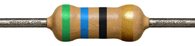 56 ohm resistor: green, blue, black and gold bands