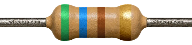 560 ohm resistor: green, blue, brown and gold bands