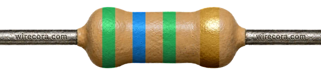 5.6 megohm resistor: green, blue, green and gold bands