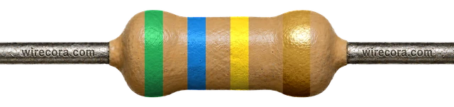 560 kilohm resistor: green, blue, yellow and gold bands