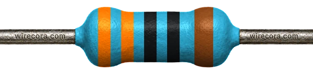 330 ohm resistor: orange, orange, black, black and brown bands
