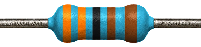 3.3 kilohm resistor: orange, orange, black, brown and brown bands