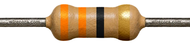 33 ohm resistor: orange, orange, black and gold bands