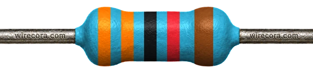 33 kilohm resistor: orange, orange, black, red and brown bands