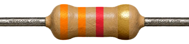 3.3 kilohm resistor: orange, orange, red and gold bands