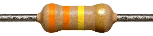 330 kilohm resistor: orange, orange, yellow and gold bands