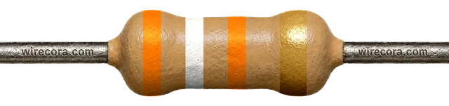 39 kilohm resistor: orange, white, orange and gold bands