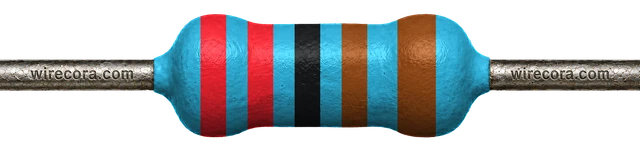 2.2 kilohm resistor: red, red, black, brown and brown bands