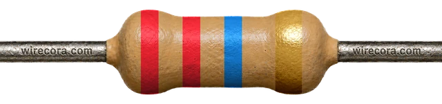 22 megohm resistor: red, red, blue and gold bands