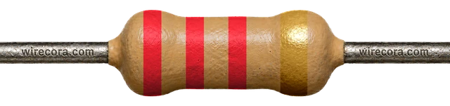 2.2 kilohm resistor: red, red, red and gold bands