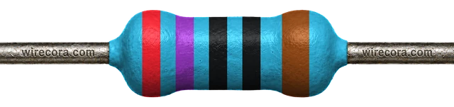 270 ohm resistor: red, violet, black, black and brown bands