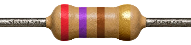 270 ohm resistor: red, violet, brown and gold bands
