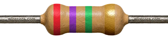 2.7 megohm resistor: red, violet, green and gold bands