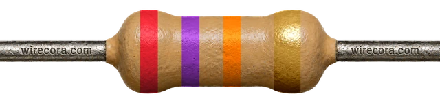 27 kilohm resistor: red, violet, orange and gold bands