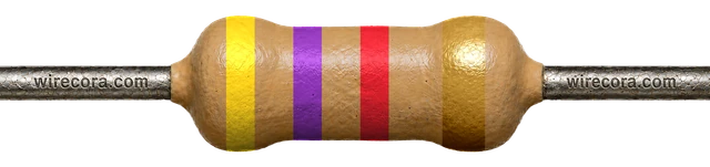 4.7 kΩ resistor: yellow, violet, red and gold bands